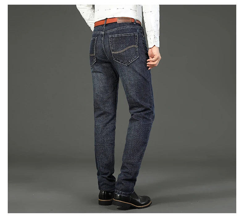 Men's Stretch Straight Leg Jeans for Business Wear