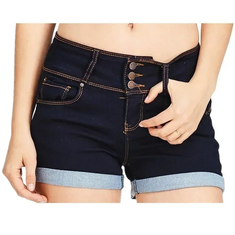 Women's High Waisted Denim Shorts – Stretch Comfort