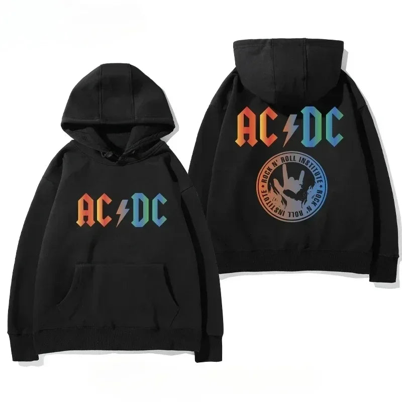 Men's AC/DC Retro Fleece Hoodie for Autumn Winter