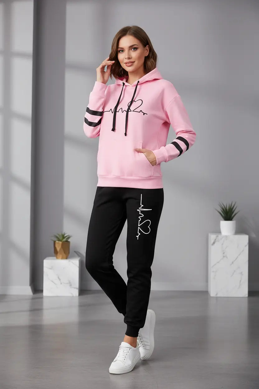 Tracksuit - Striped Hoodie & Sweatpants Set, All-Season