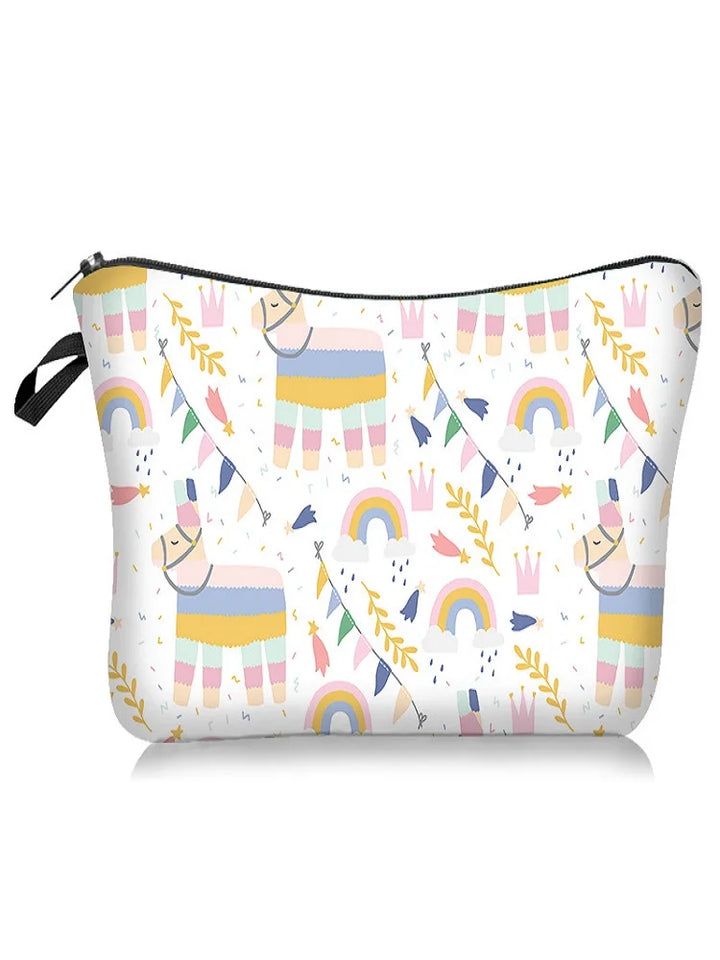 Zipper cosmetic pouch for keeping makeup items together in daily routines