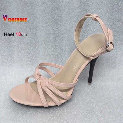 Cross-tied Black Women’s Sandals – 11 cm Heels