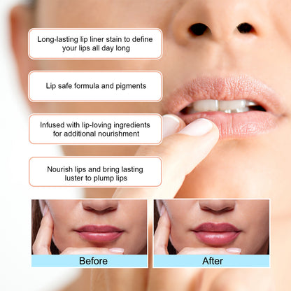 See the incredible before-and-after results using the Dark Brown Waterproof Lip Liner for perfectly sculpted, defined lips.

