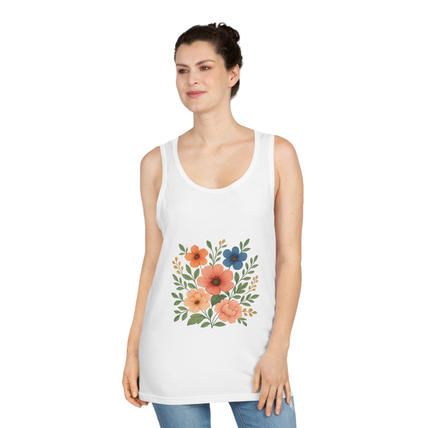 Semi-Fitted Tank Top with Elegant Print

