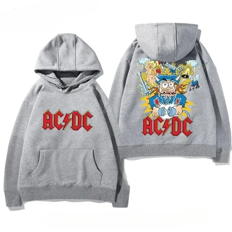 Men's AC/DC Retro Fleece Hoodie for Autumn Winter