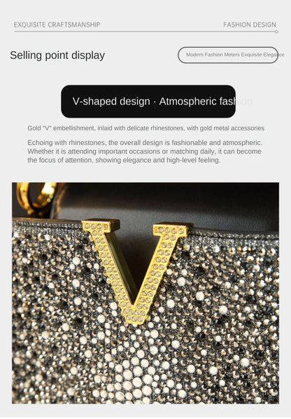 Genuine Leather V-Accent Crossbody – 21×13 cm