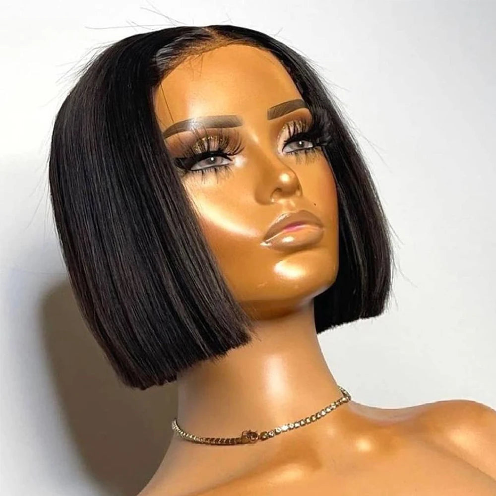 13x4 lace frontal bob wig human hair straight brazilian remy transparent lace natural melt daily wear
