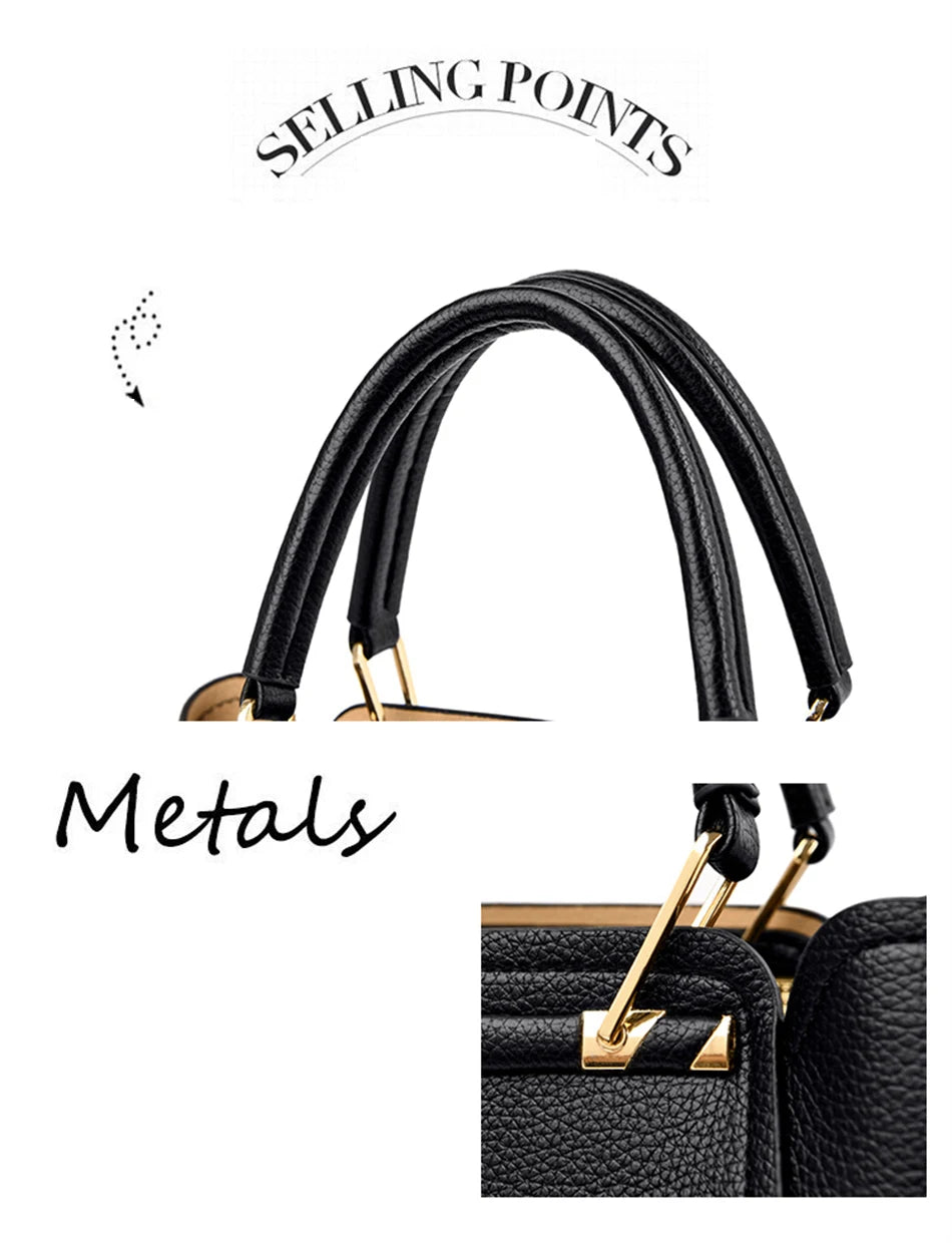 Vegan Leather Tote Bag - 3-Layer Zip, Roomy & Chic Days