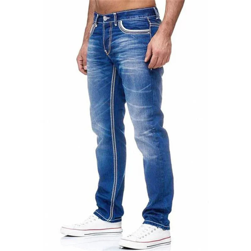 Baggy Jeans Mens - Washed Straight-Leg Denim, No Holes!