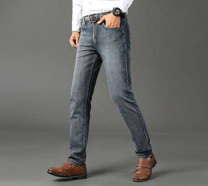 Men's Stretch Straight Leg Jeans for Business Wear