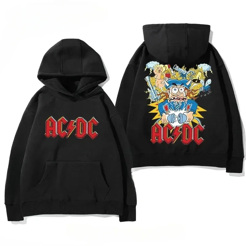 Men's AC/DC Retro Fleece Hoodie for Autumn Winter