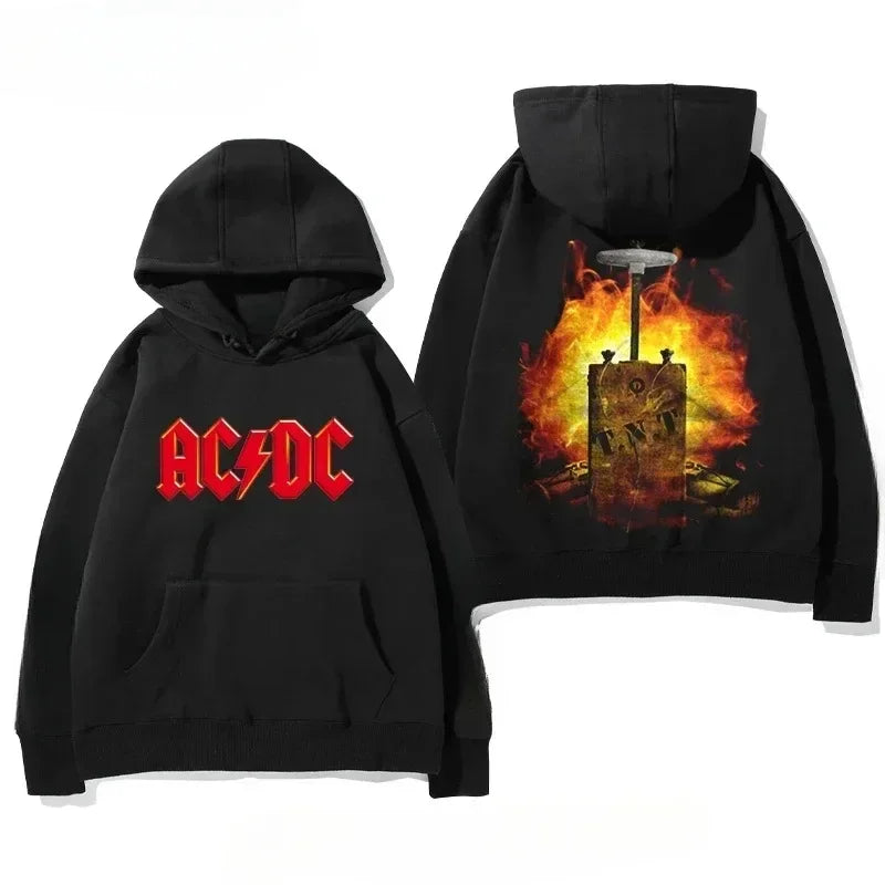 Men's AC/DC Retro Fleece Hoodie for Autumn Winter
