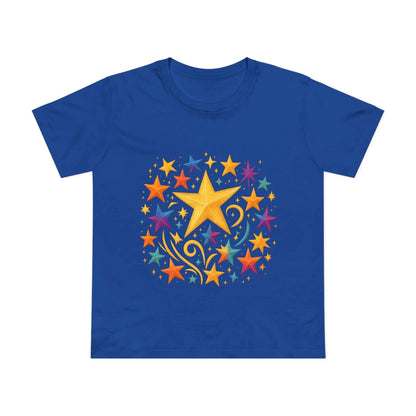 Women’s Vibrant Star Tee-100% Cotton Star Print T-Shirt