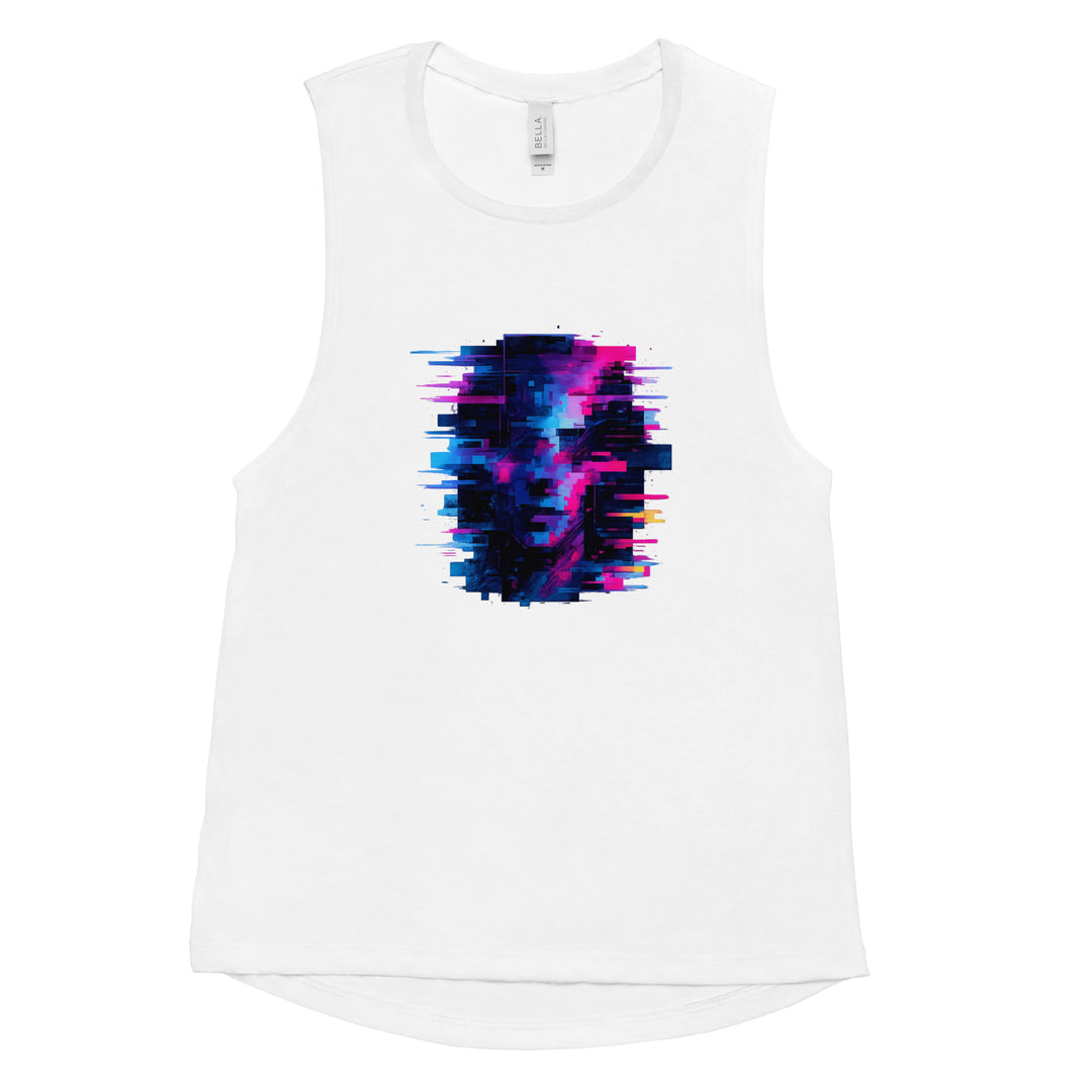 Side angle of athletic model in heather gray muscle tank, casual stance highlights curved hem, low armhole, and relaxed workout fit.

