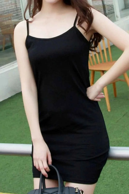 Scoop Neck Mini Cami Dress - Sleek, Stretchy & Stylish
