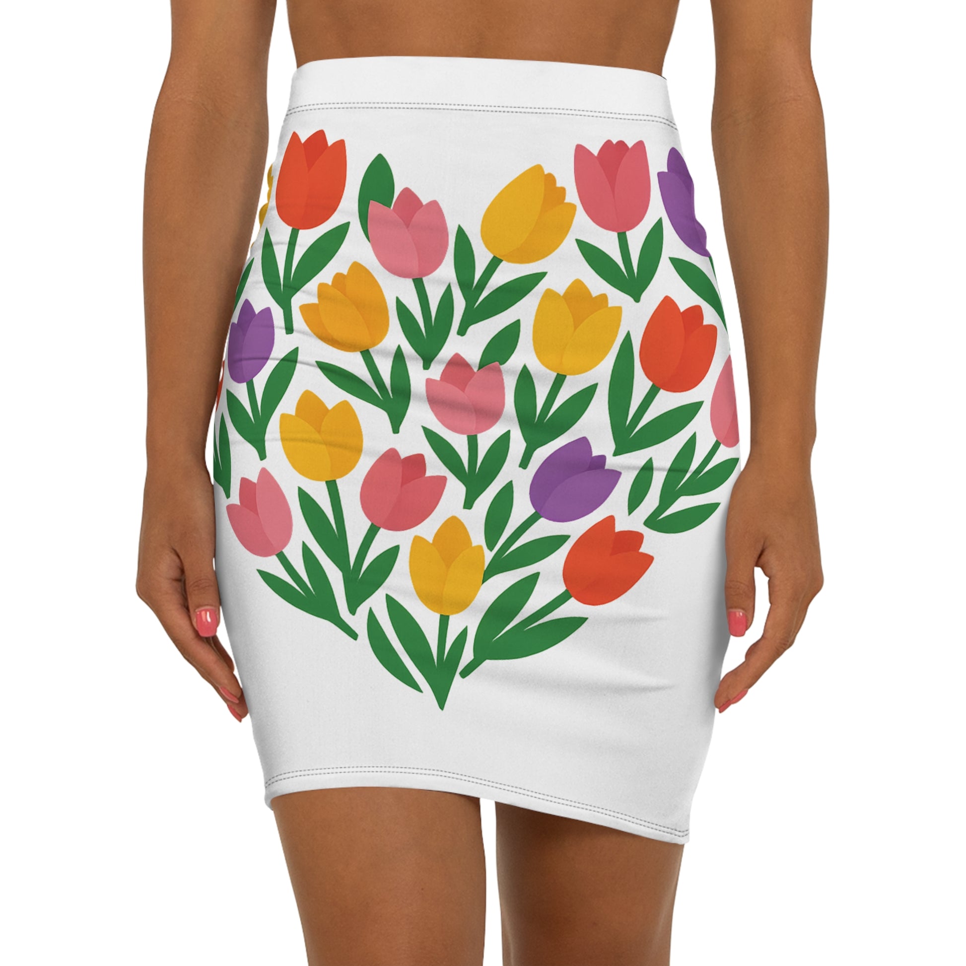 Side view showing the sleek silhouette and floral pattern.

