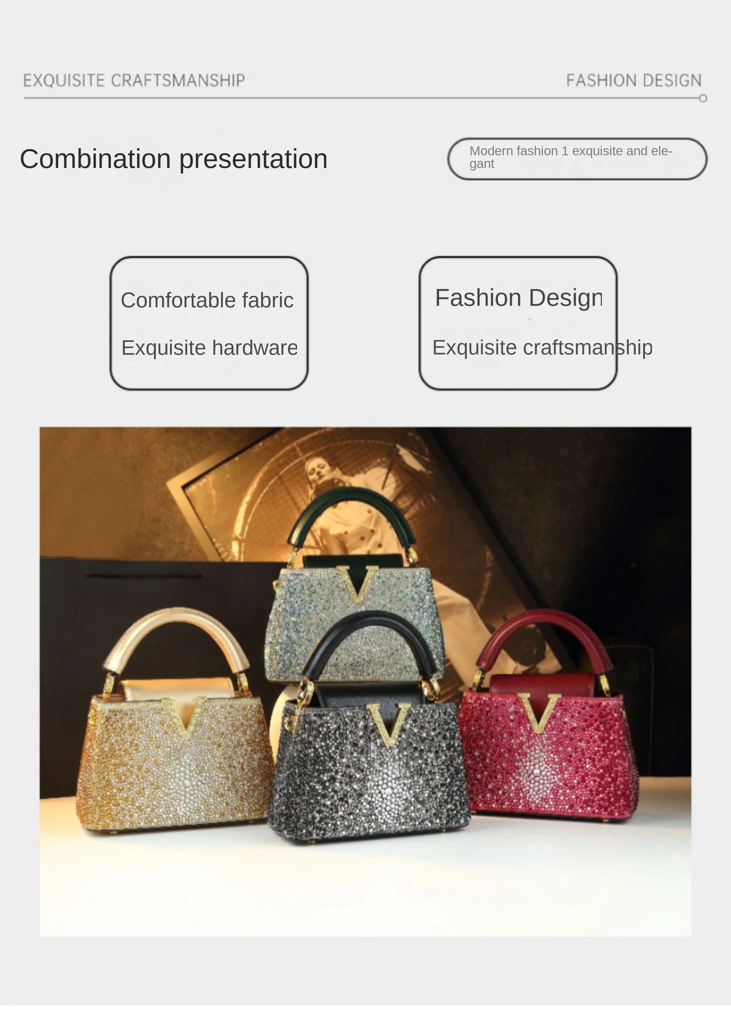 Silver leather V letter crossbody – hardware macro