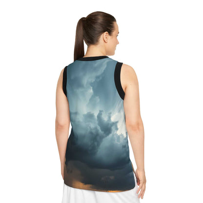 Unisex Sky Vibes basketball jersey with storm cloud print