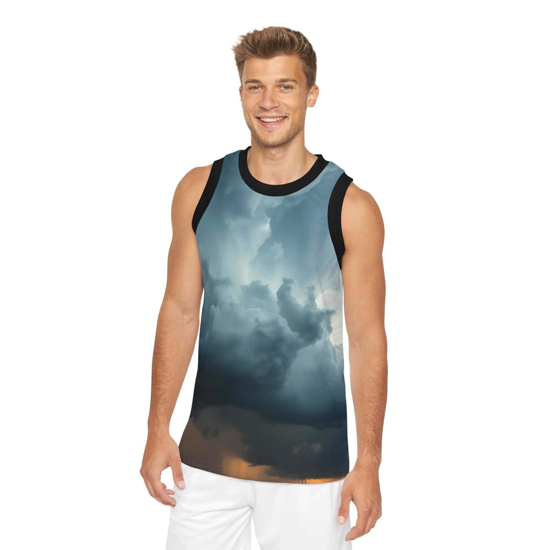 Sky Vibes basketball jersey with cloud print