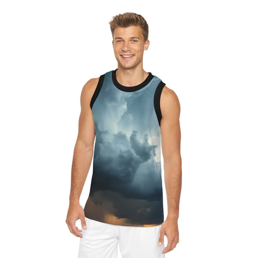 Sky Vibes basketball jersey with cloud print