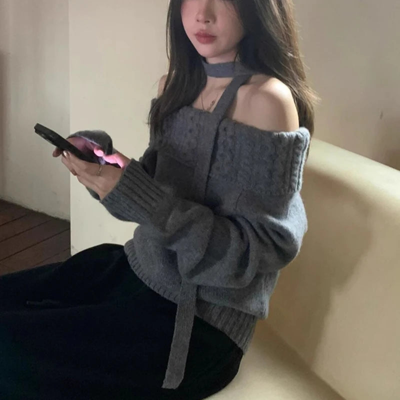 Slash Neck Pullover Sweater: Heavyweight Fabric for Effortless Chic