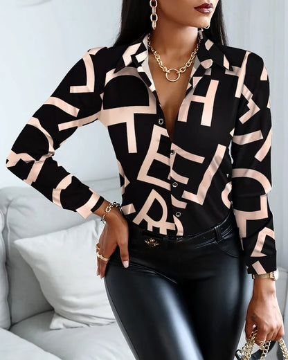 Slim Fit Women's Fashion Blouse: Digital Prints Elevating Your Professional Wardrobe 