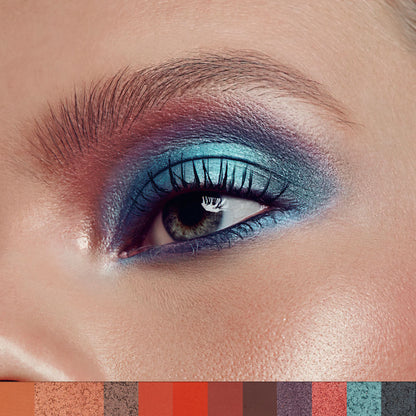 “Smoky evening eye with deep metallic accent from the PHOFAY 12-color palette”


