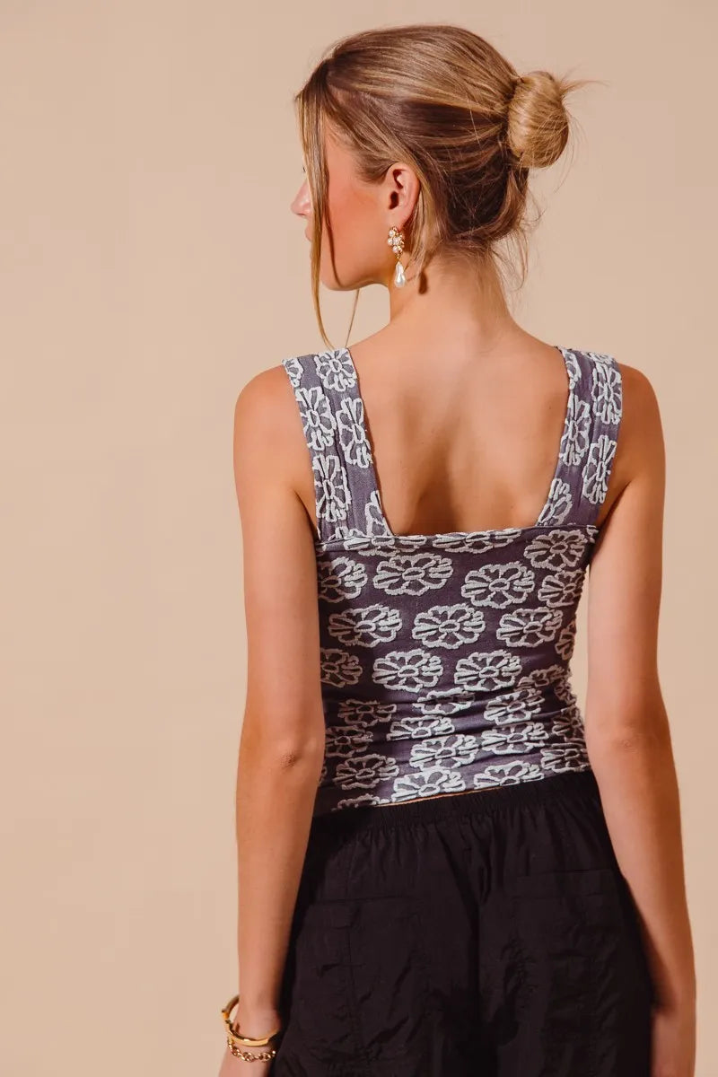 Two Tone Floral Seamless Tank Top – Flatter Your Figure Now