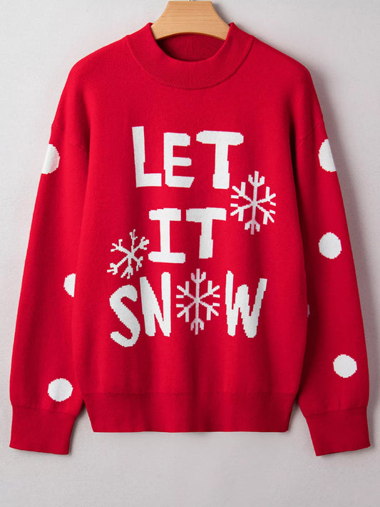 Soft knit Let It Snow Christmas sweater – festive winter layering