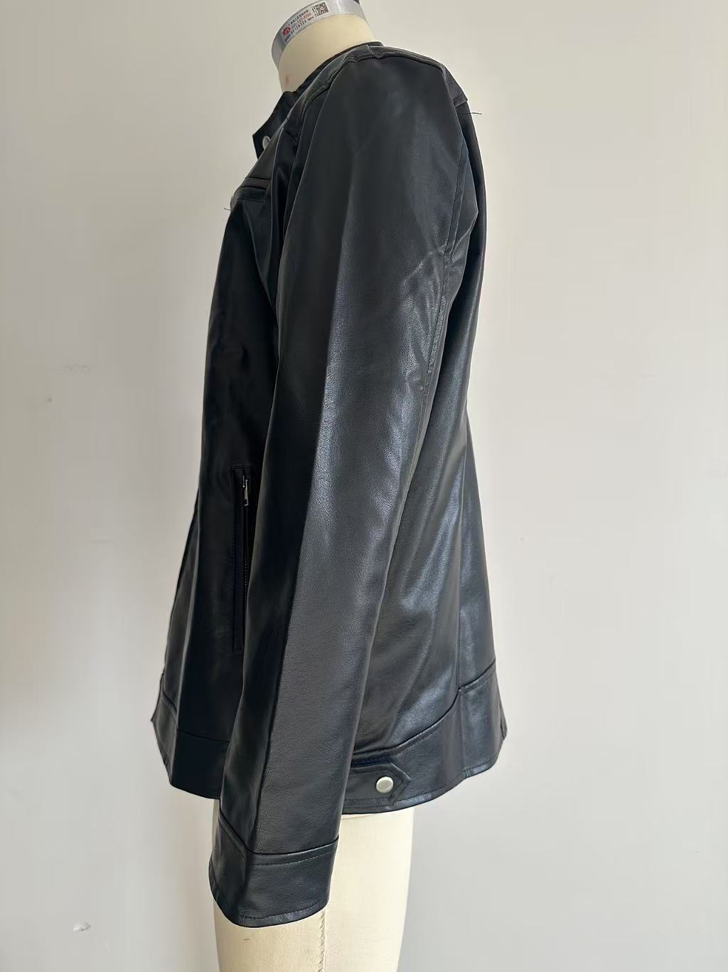Stand-up Collar Leather Jacket – Elevate Your Wardrobe