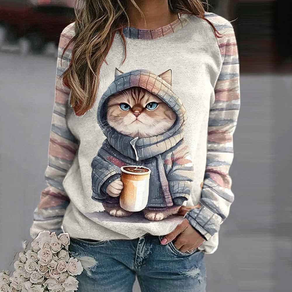 3D Cat Hoodie for Women – Bold Streetwear Pullover