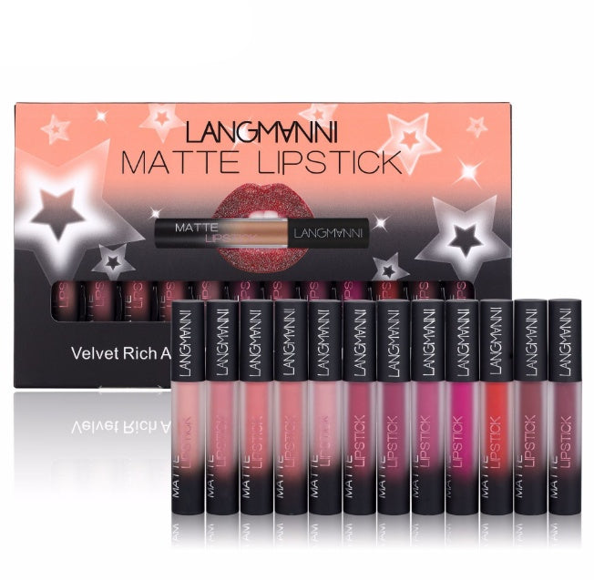 Matte Lipstick Waterproof Long-lasting – 12-Color Set