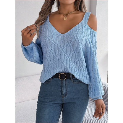 Stylish Back View of Off-Shoulder Lantern Sleeve Sweater – Lantern Sleeves in Motion 
