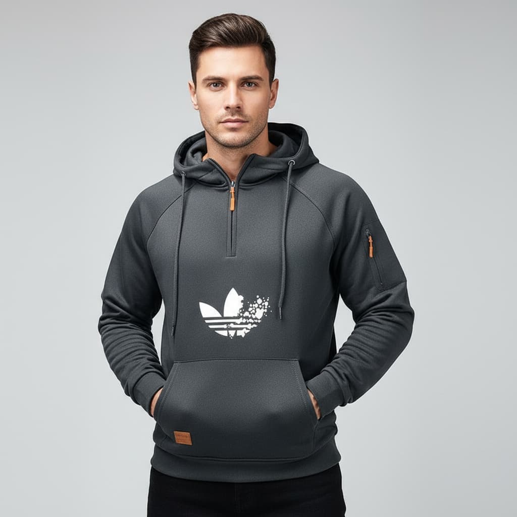 Stylish Men's Pullover Hoodie Featuring Iconic Logo Accent