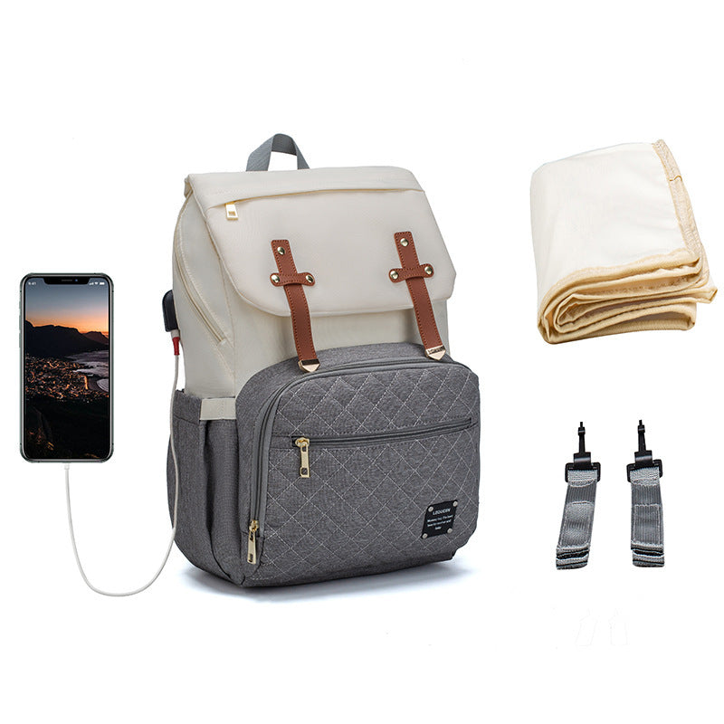 Stylish Oxford Cloth LEQUEEN Mummy Bag for On-the-Go Parents