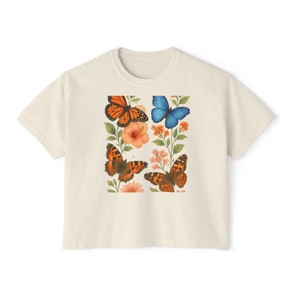 Stylish Summer Boxy Top – Butterfly and Floral Fashion