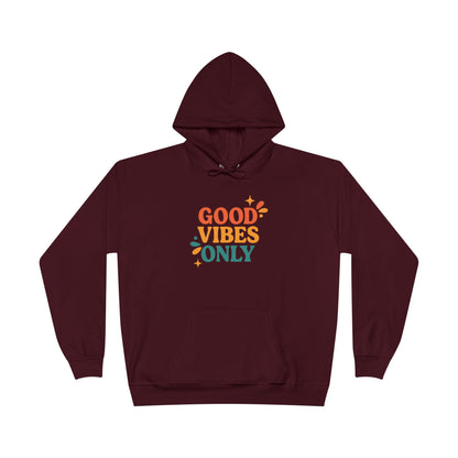 Maroon Good Vibes Only eco-friendly unisex hoodie