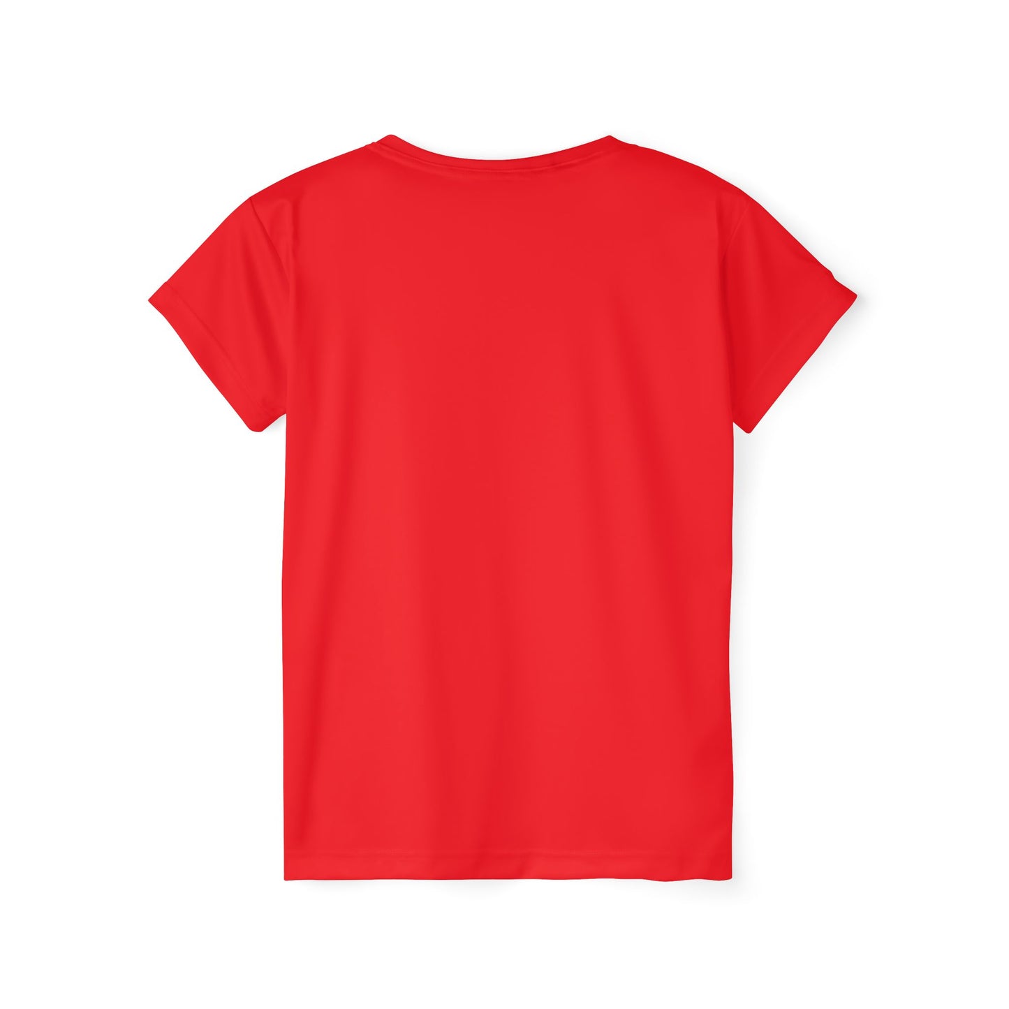 Back view of vibrant red women's sports jersey