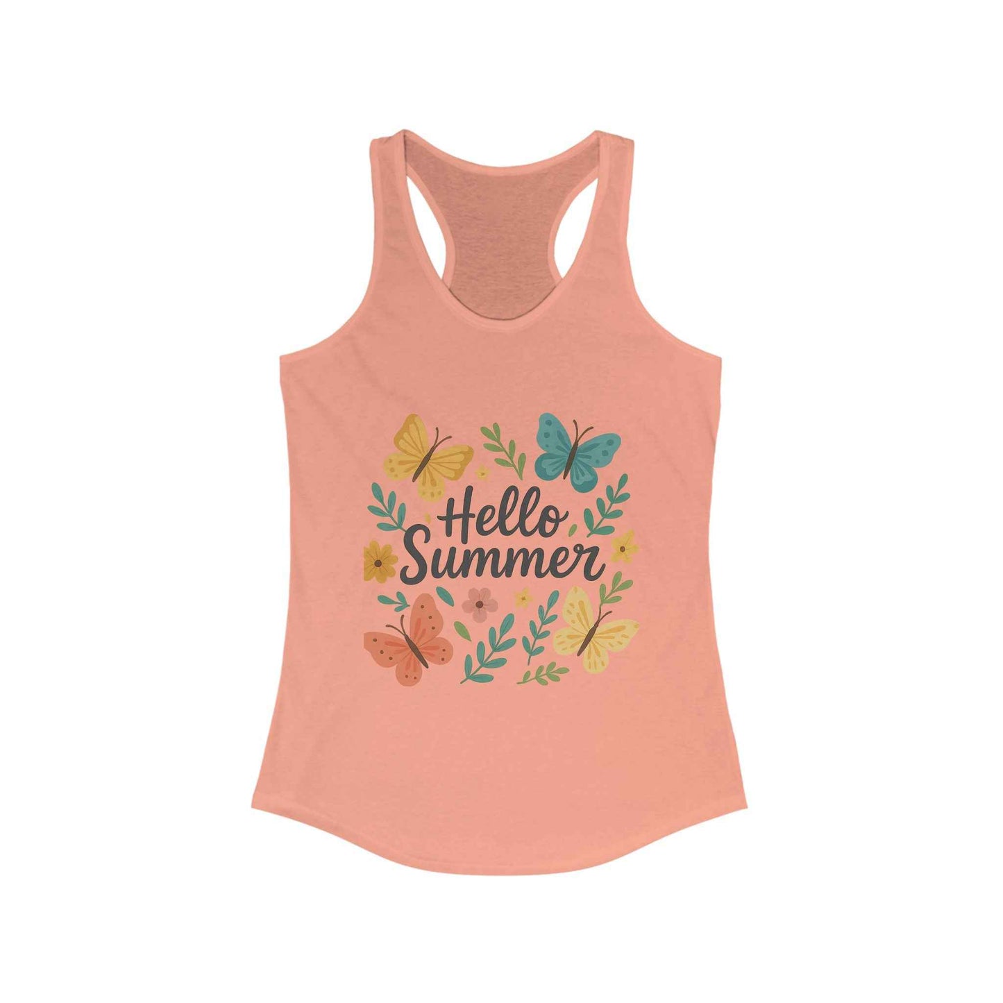 Hello Summer Tank Top - Lightweight Butterfly Racerback