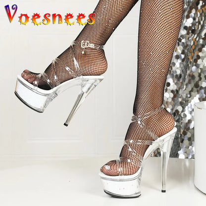 Transparent PVC High Heels – Clear Upper, PU Lining, Rubber Outsole