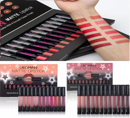 Travel-ready Matte Lipstick Waterproof Long-lasting – compact 12-shade set