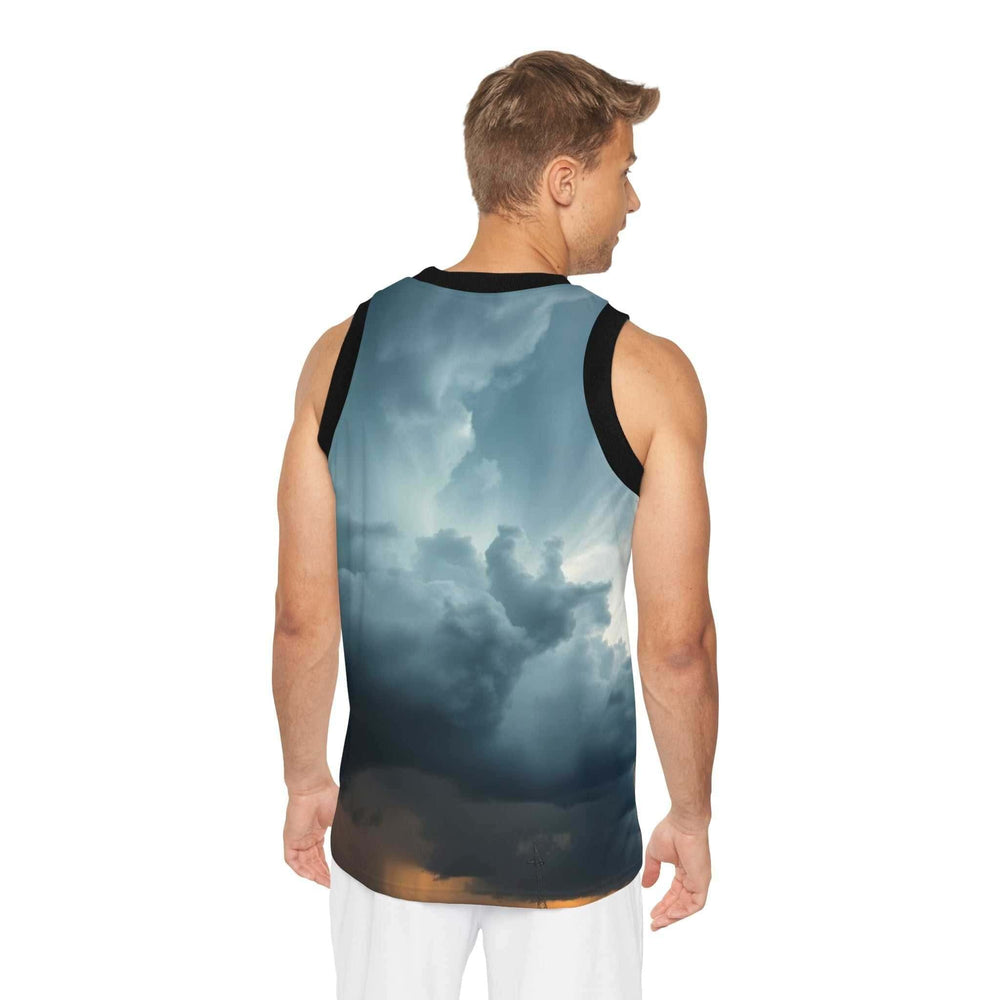 Sky Vibes basketball jersey with cloud print