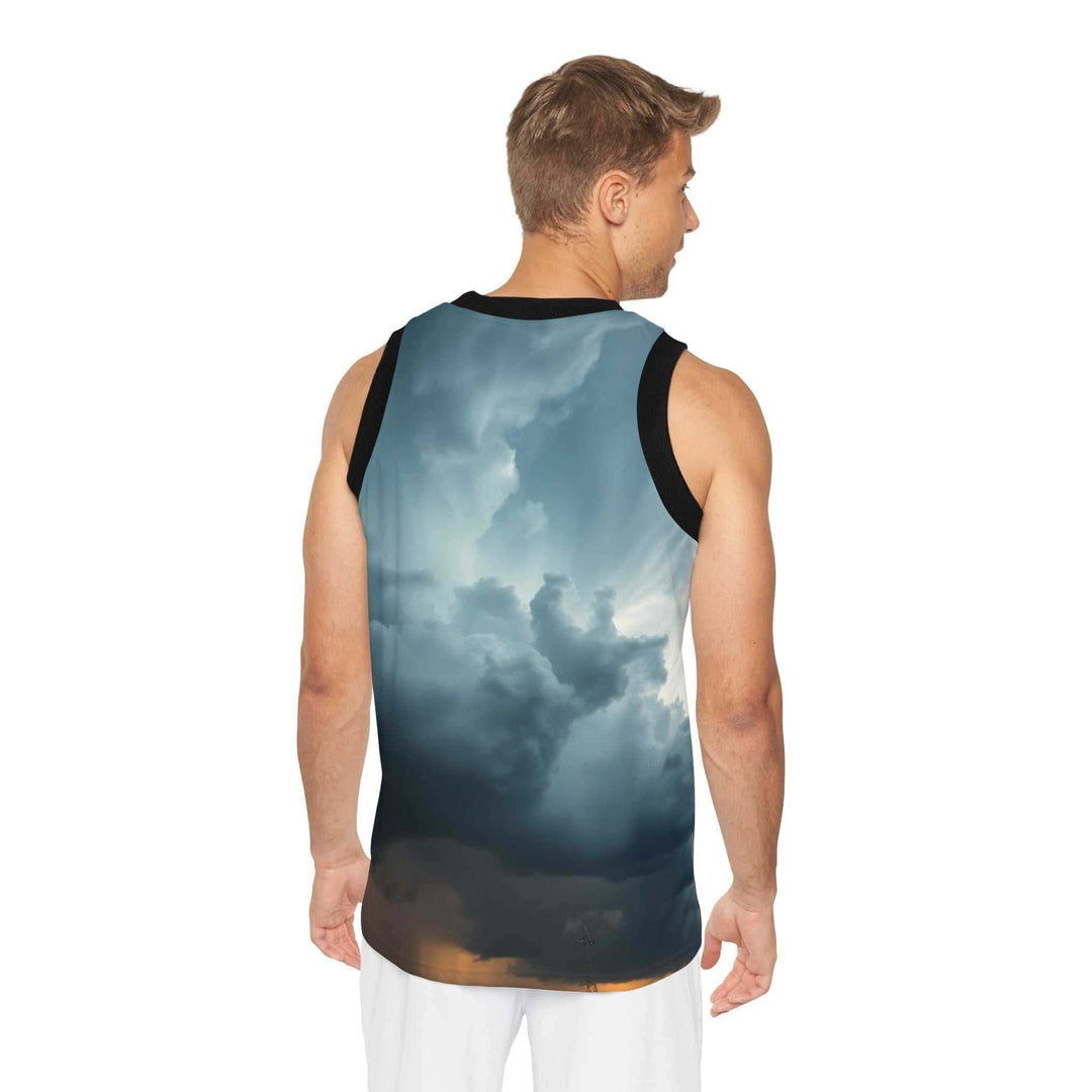 Sky Vibes basketball jersey with cloud print