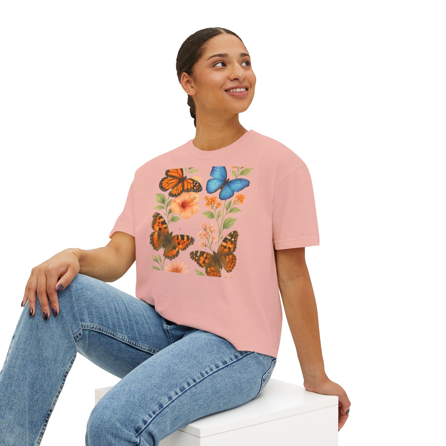 Trendy Boxy Fit Top – Cute Butterfly Nature-Inspired Design