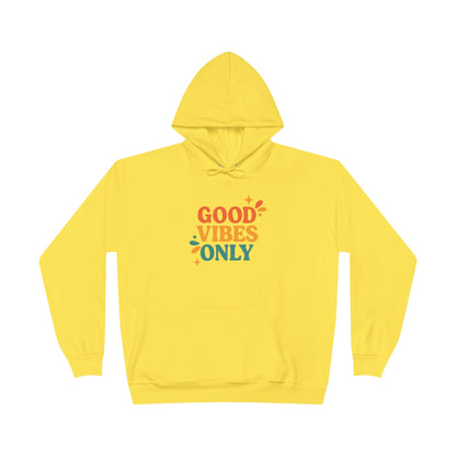 Yellow hoodie with Good Vibes Only text