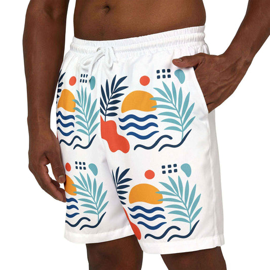 Tropical Sunset Unisex Swim Shorts - Quick-Dry  Stylish
