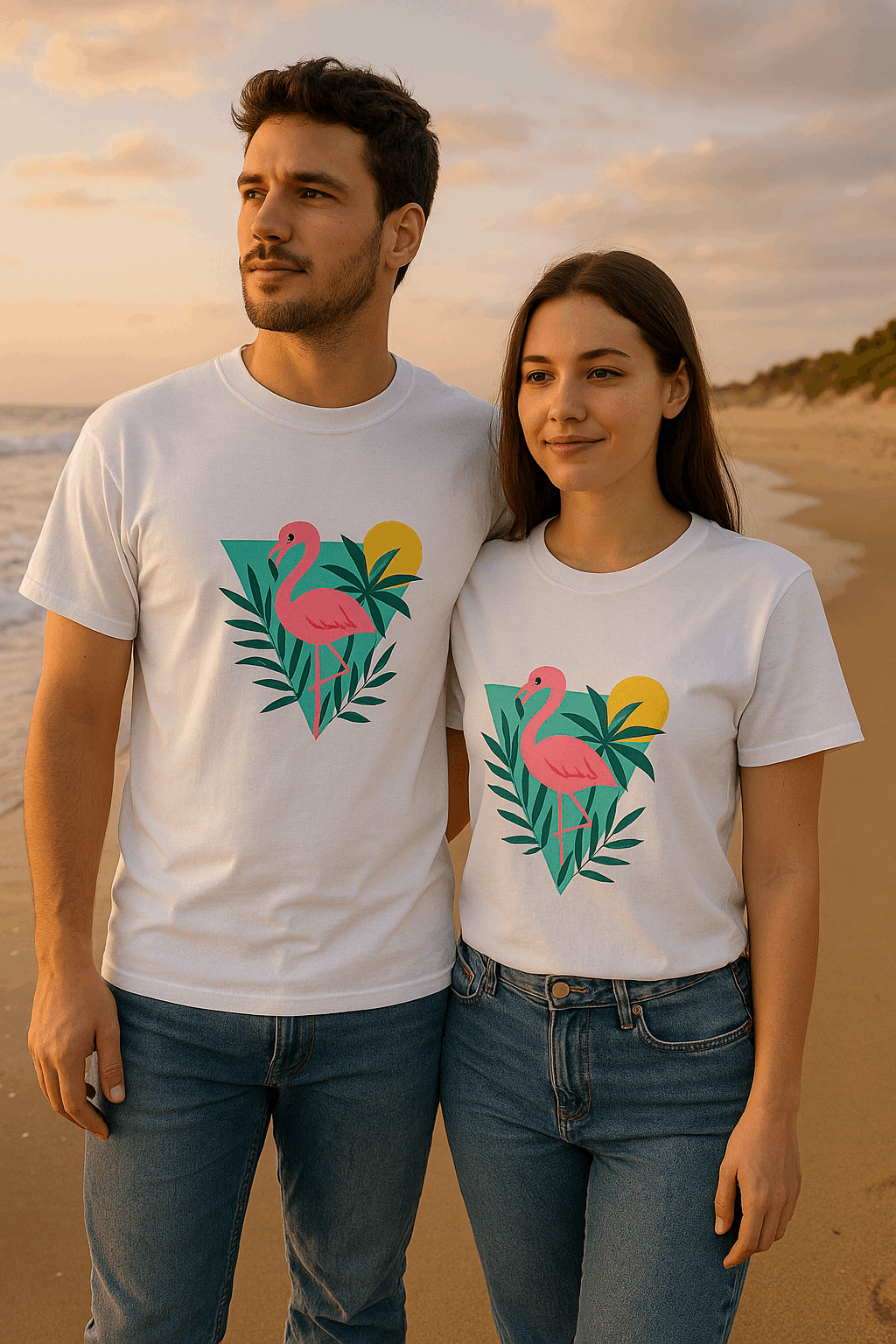 Tropical Flamingo Unisex Heavy Cotton Tee