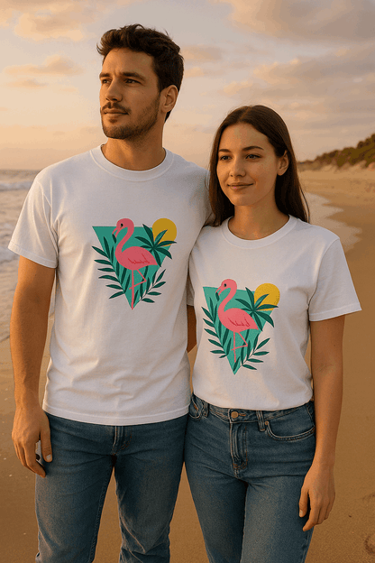 Tropical Flamingo Unisex Heavy Cotton Tee