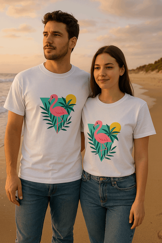 Tropical Flamingo Unisex Heavy Cotton Tee