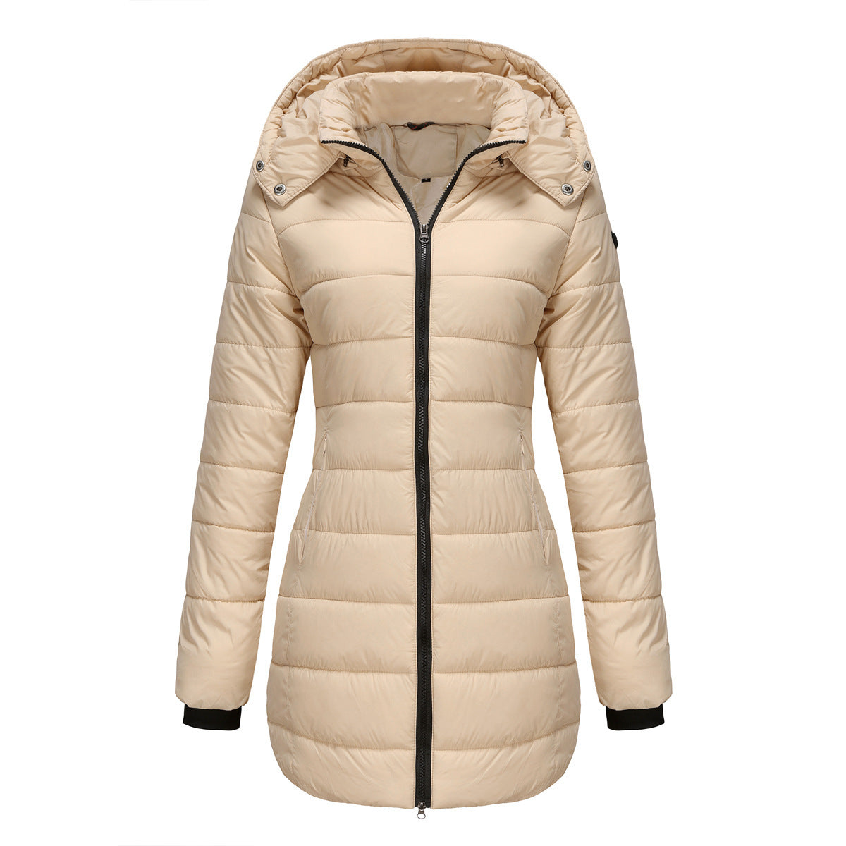 “Urban Explorer: Waterproof Cotton-Padded Women’s Jacket on City Rooftop”

